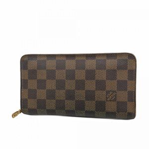 Louis Vuitton Damier Porte Monne Zip Long Wallet N61728 Ebene Women's